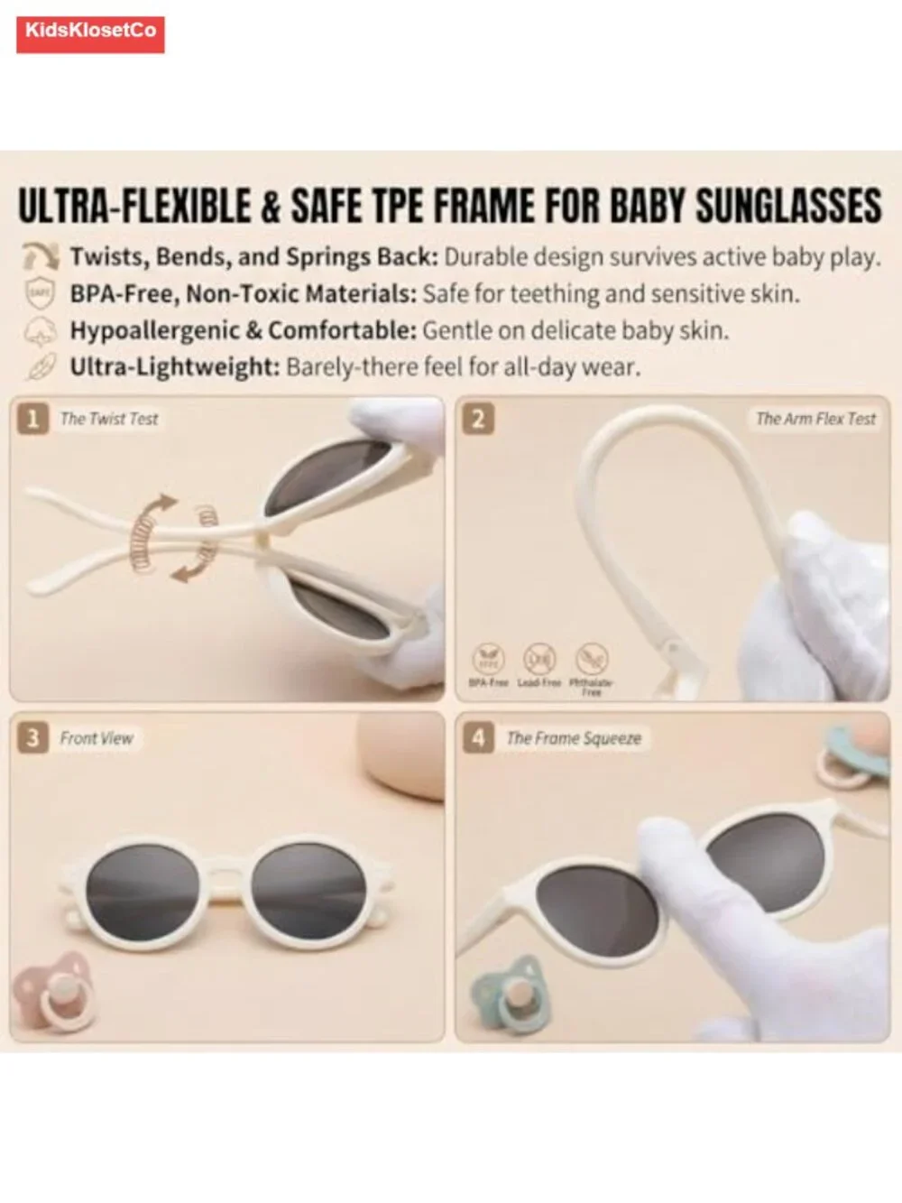Kids Polarized Sunglasses with Strap Adjustable TPEE Frame Toddler UV400